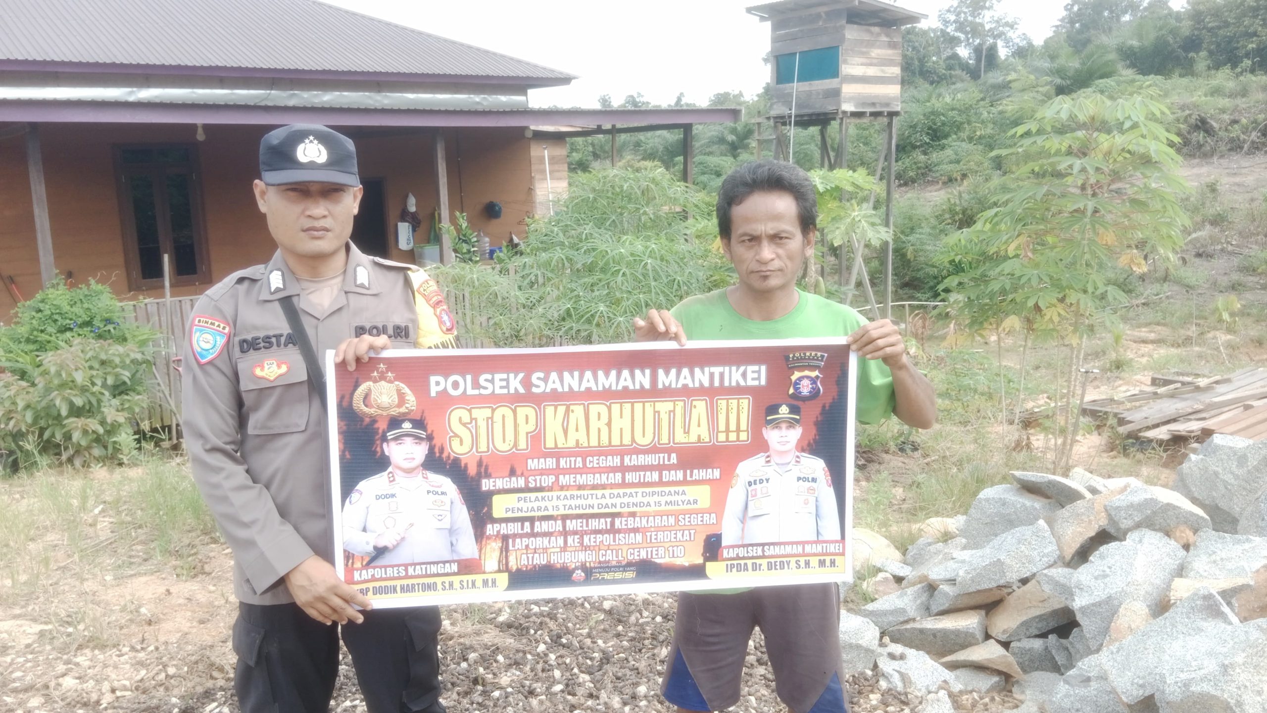 Bhabinkamtibmas Desa kamanto Sosialisasi imbauan tentang Karhutla