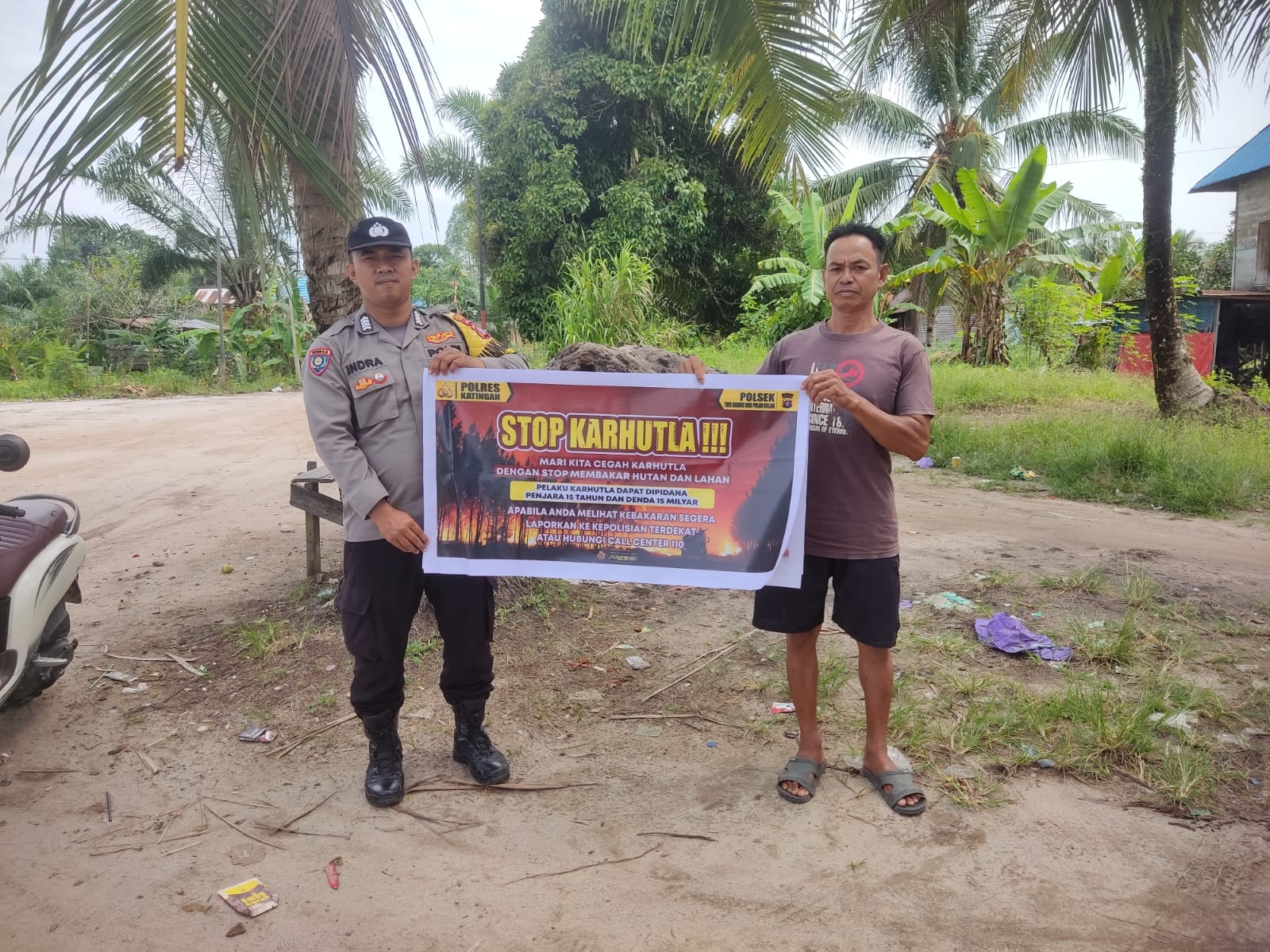 ‎Ciptakan lingkungan sehat Polsek Tws Garing dan Pulau Malan sosialisasi Stop Karhutla.