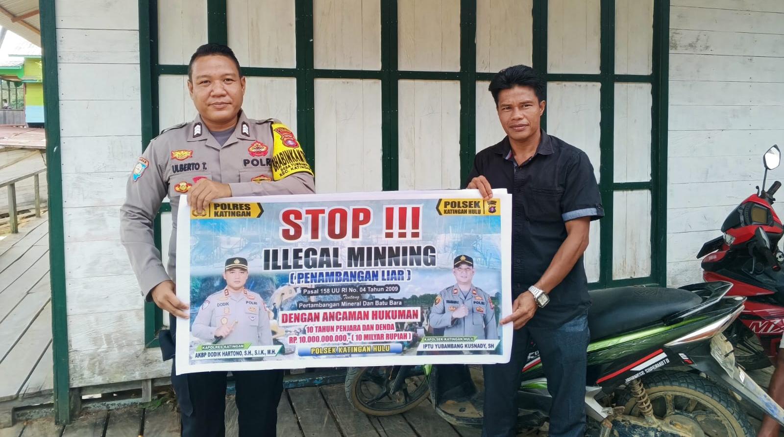 Upaya pencegahan Penambangan Emas Tanpa Ijin (PETI) di Kecamatan Katingan Hulu dan Bukit Raya, Bhabinkamtibmas sosialisasi kepada masyarakat.