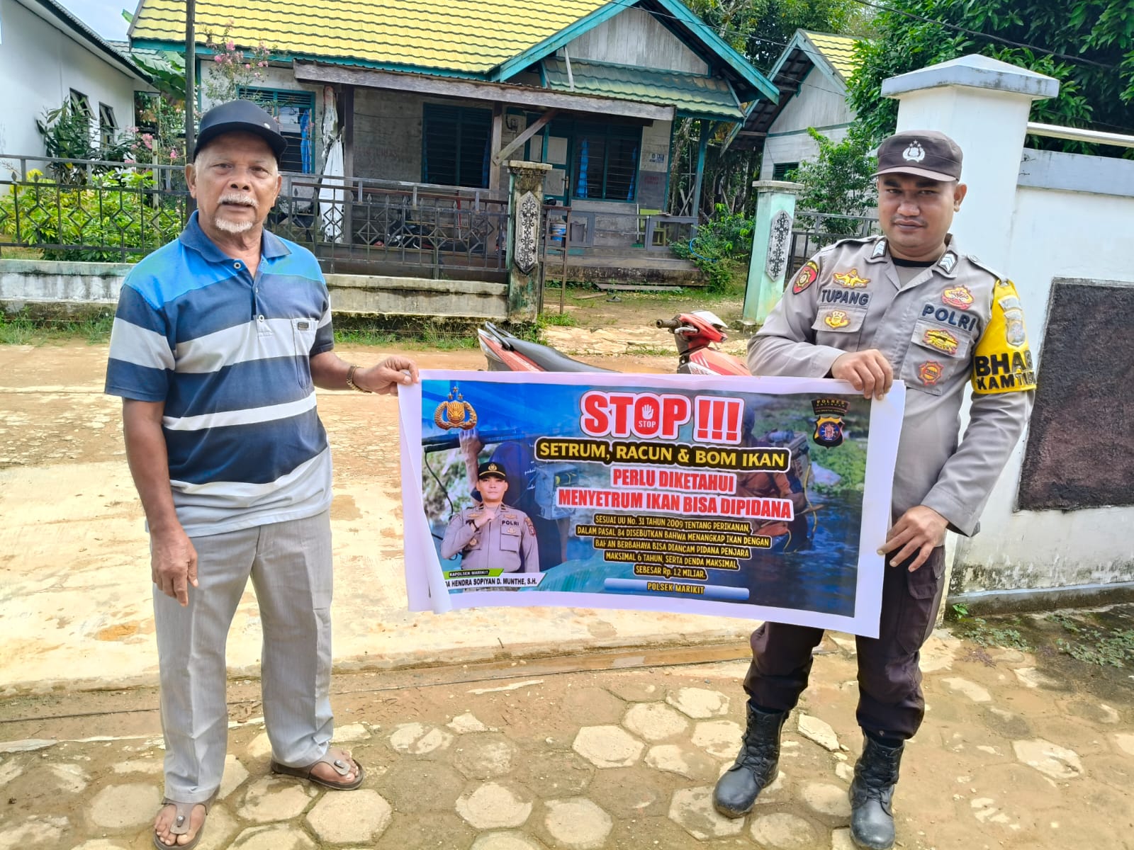 ‎Personil Polsek Marikit sosialisasi Stop Ilegal Fishing… dengan Cara Setrum, Racun & Bom Ikan.