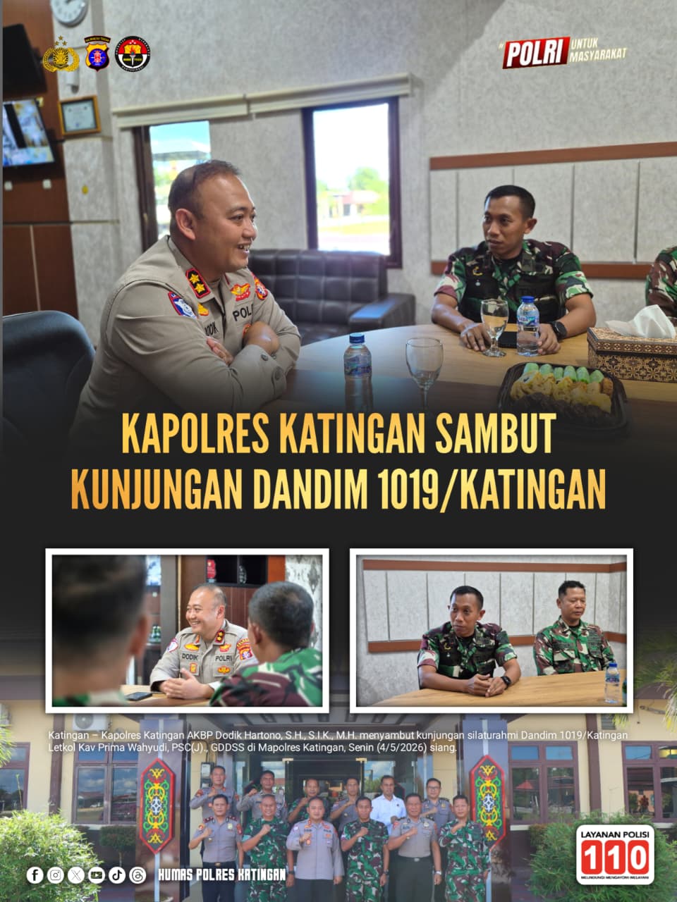 Kapolres Katingan Sambut Kunjungan Dandim 1019/Katingan