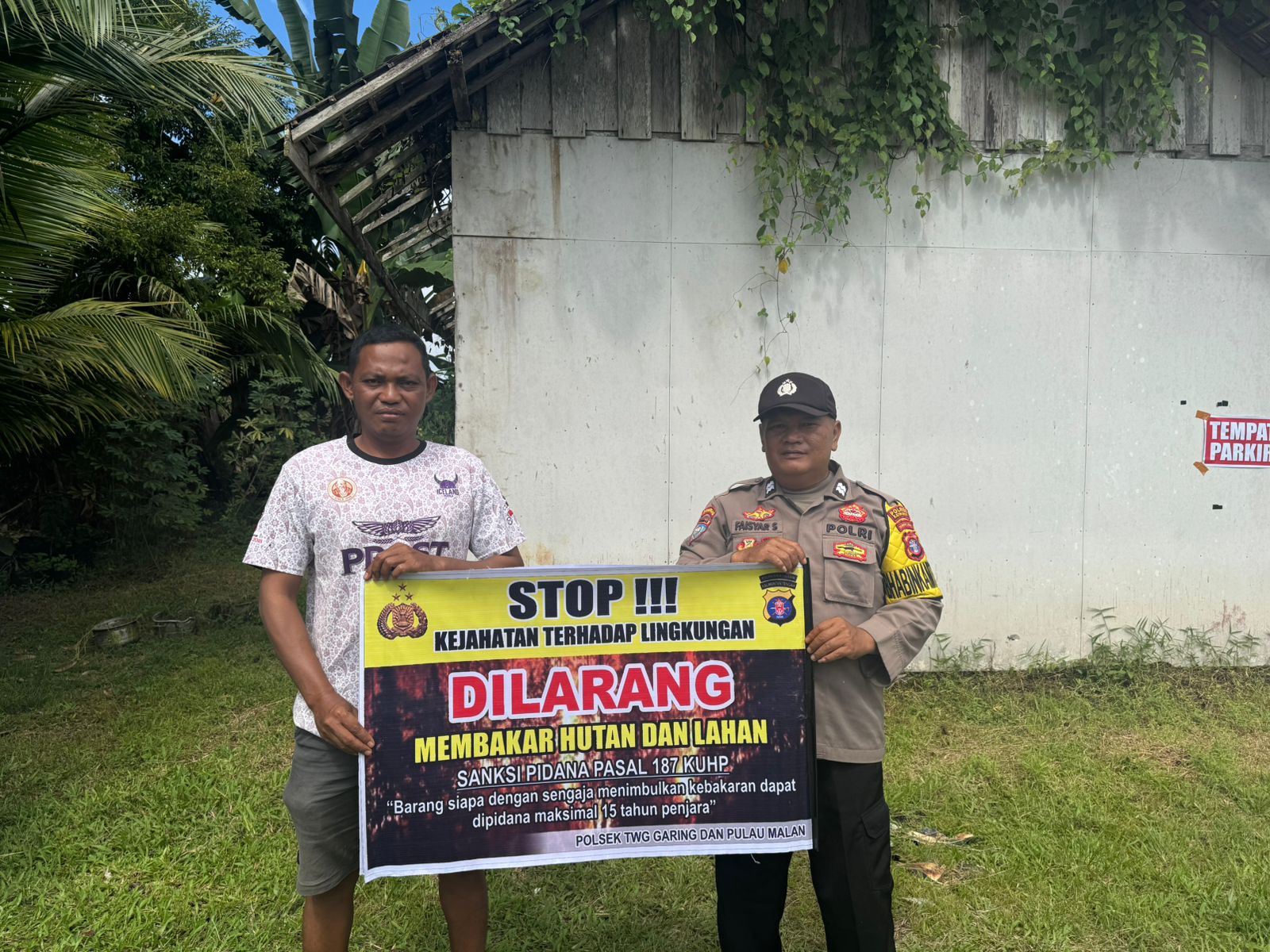 Ciptakan lingkungan sehat Polsek Tws Garing dan Pulau Malan sosialisasi Stop Karhutla.