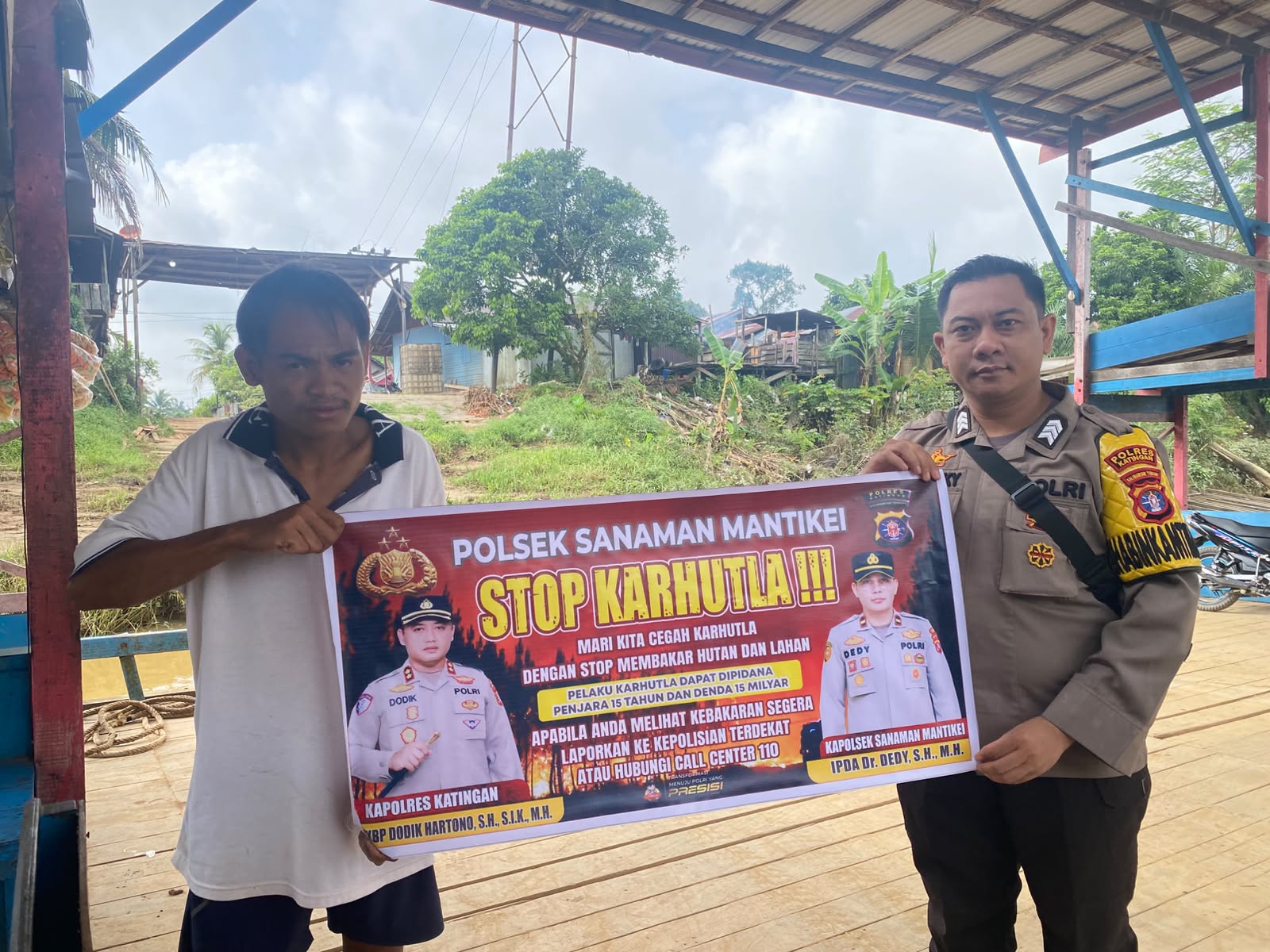 Bhabinkamtibmas Desa Tumbang Atei Sosialisasi imbauan tentang Karhutla