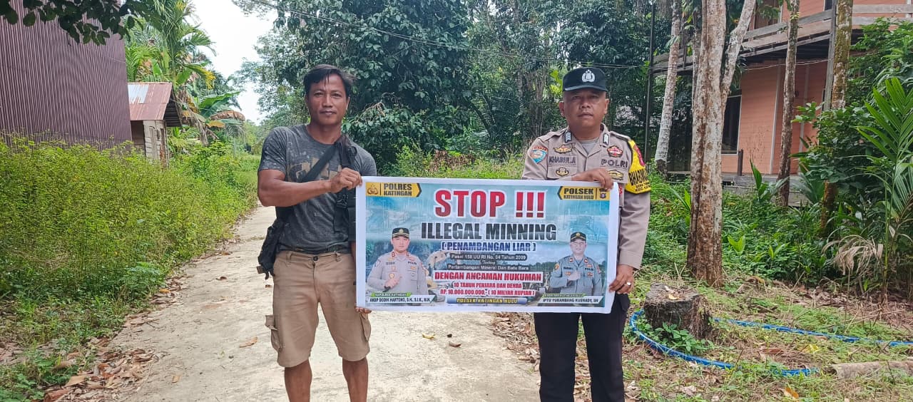 Upaya pencegahan Penambangan Emas Tanpa Ijin (PETI) di Kecamatan Katingan Hulu dan Bukit Raya, Bhabinkamtibmas sosialisasi kepada masyarakat.