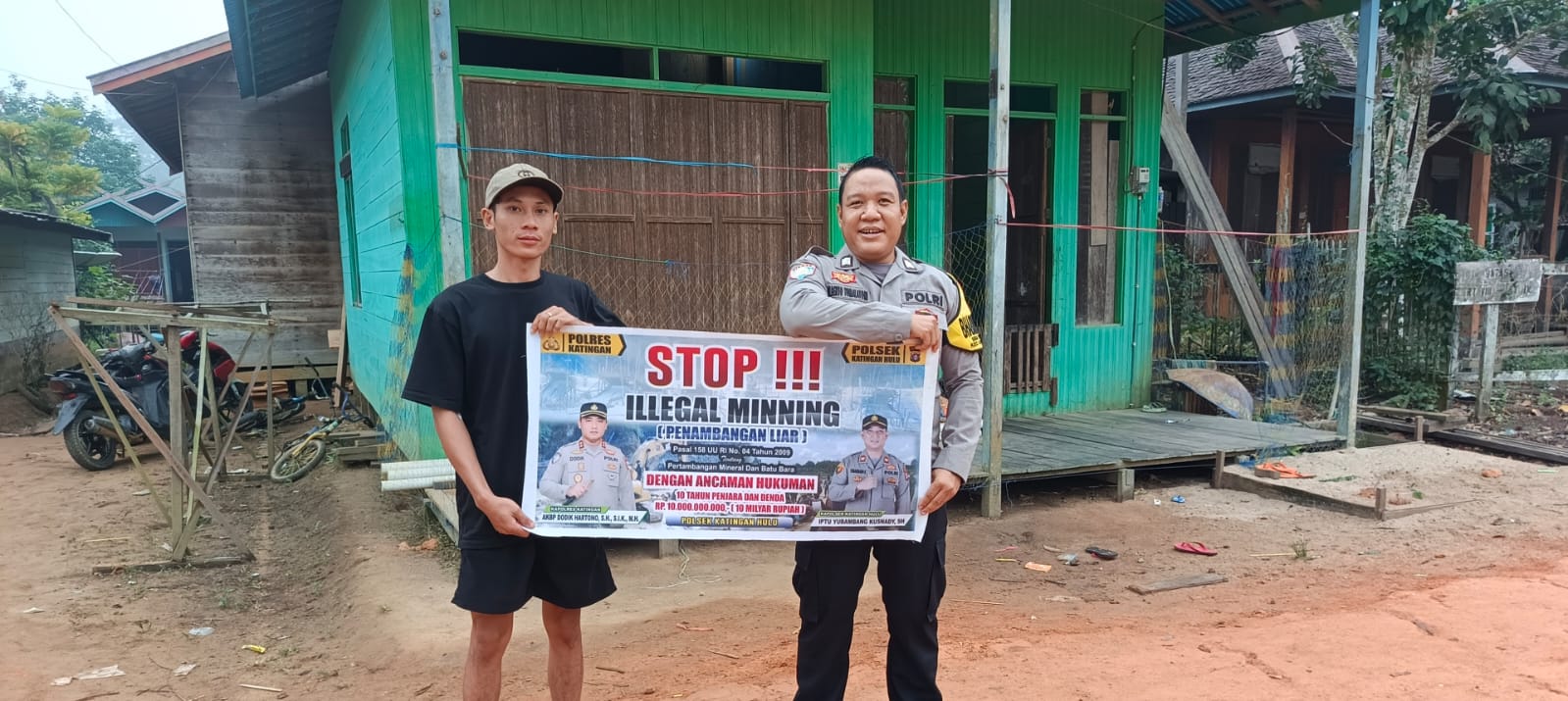 Upaya pencegahan Penambangan Emas Tanpa Ijin (PETI) di Kecamatan Katingan Hulu dan Bukit Raya, Bhabinkamtibmas sosialisasi kepada masyarakat.