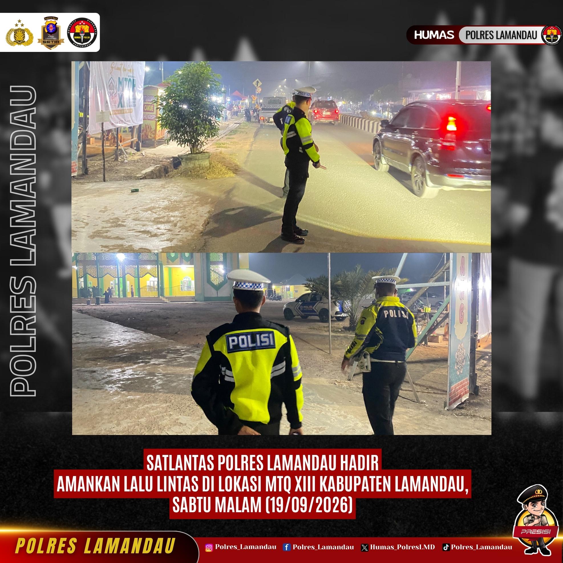 Satlantas Polres Lamandau Hadir Amankan Lalu Lintas di Lokasi MTQ XIII Kabupaten Lamandau