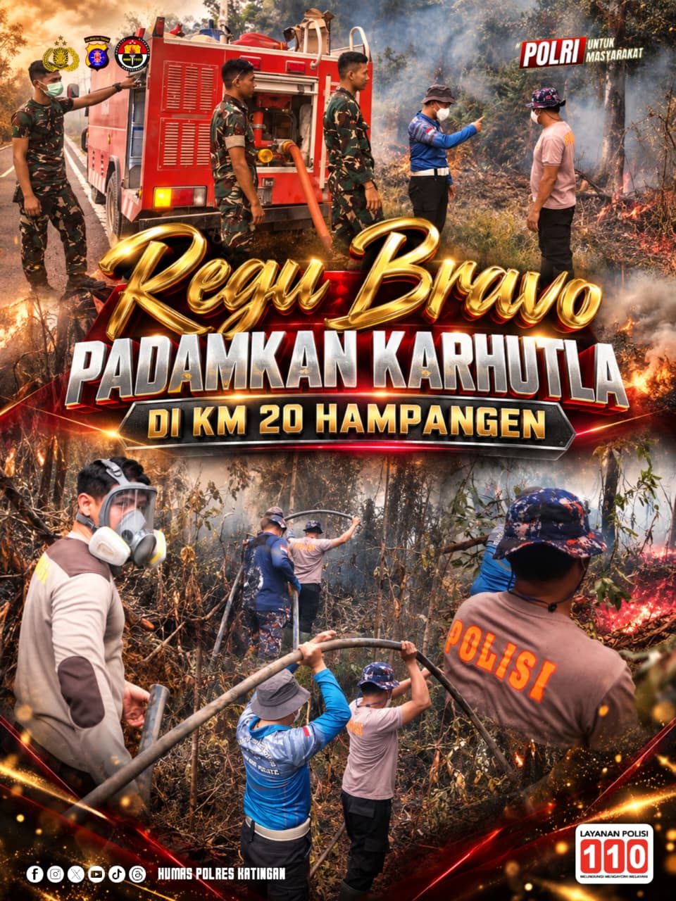 Regu Bravo Padamkan Karhutla di Km 20 Hampangen