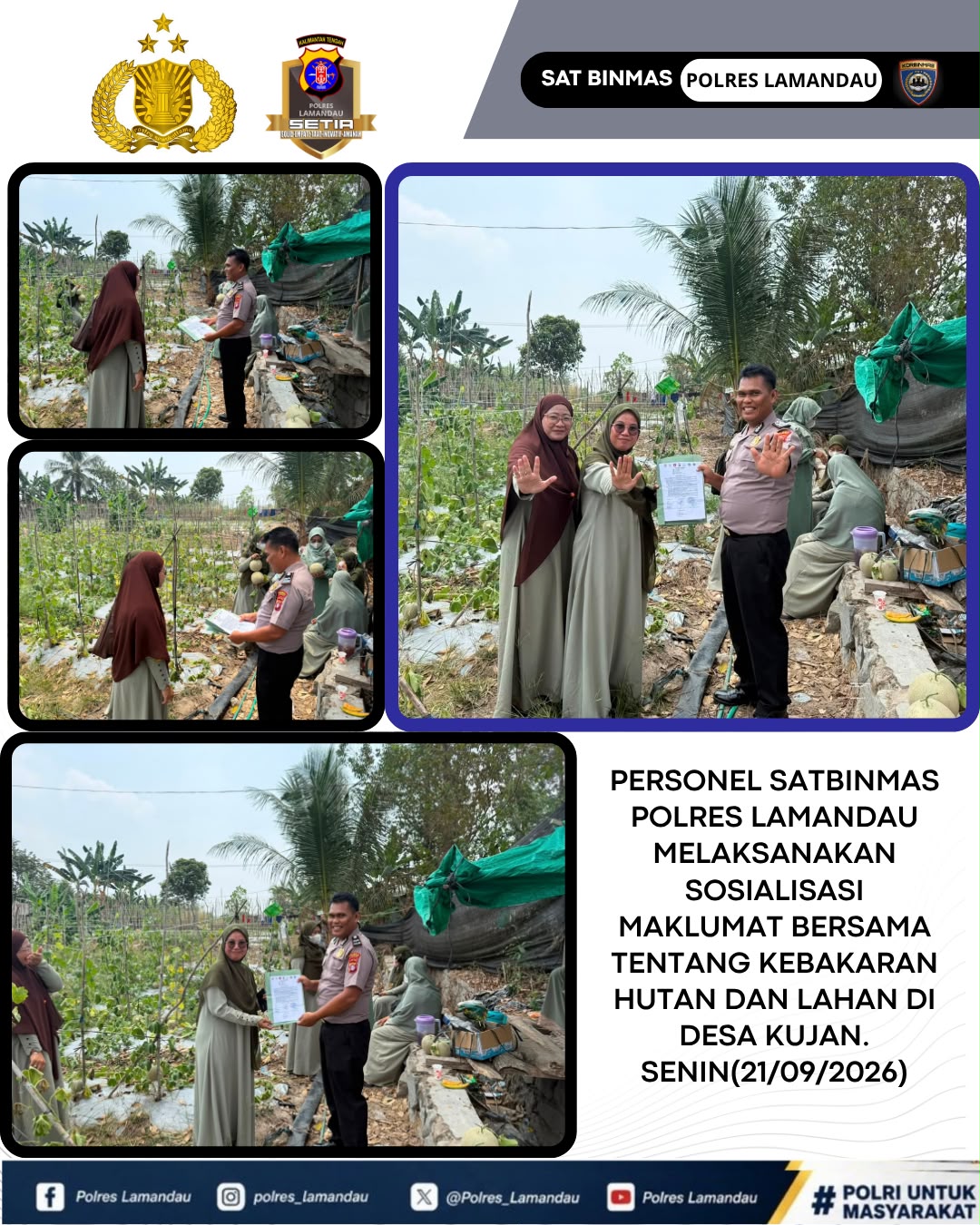 Satbinmas Polres Lamandau Sosialisasikan Pencegahan Karhutla di Desa Kujan