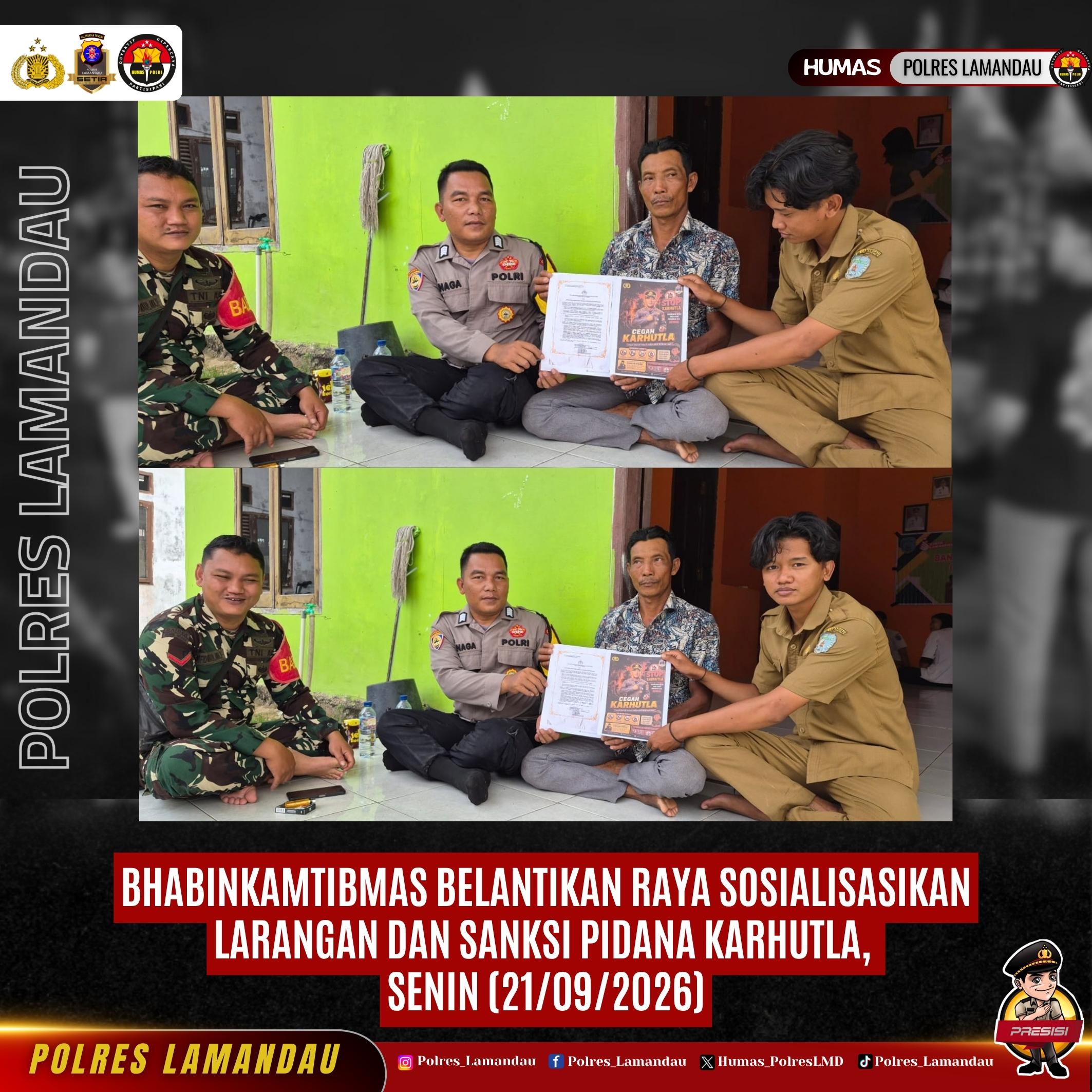 Bhabinkamtibmas Belantikan Raya Sosialisasikan Larangan dan Sanksi Pidana Karhutla