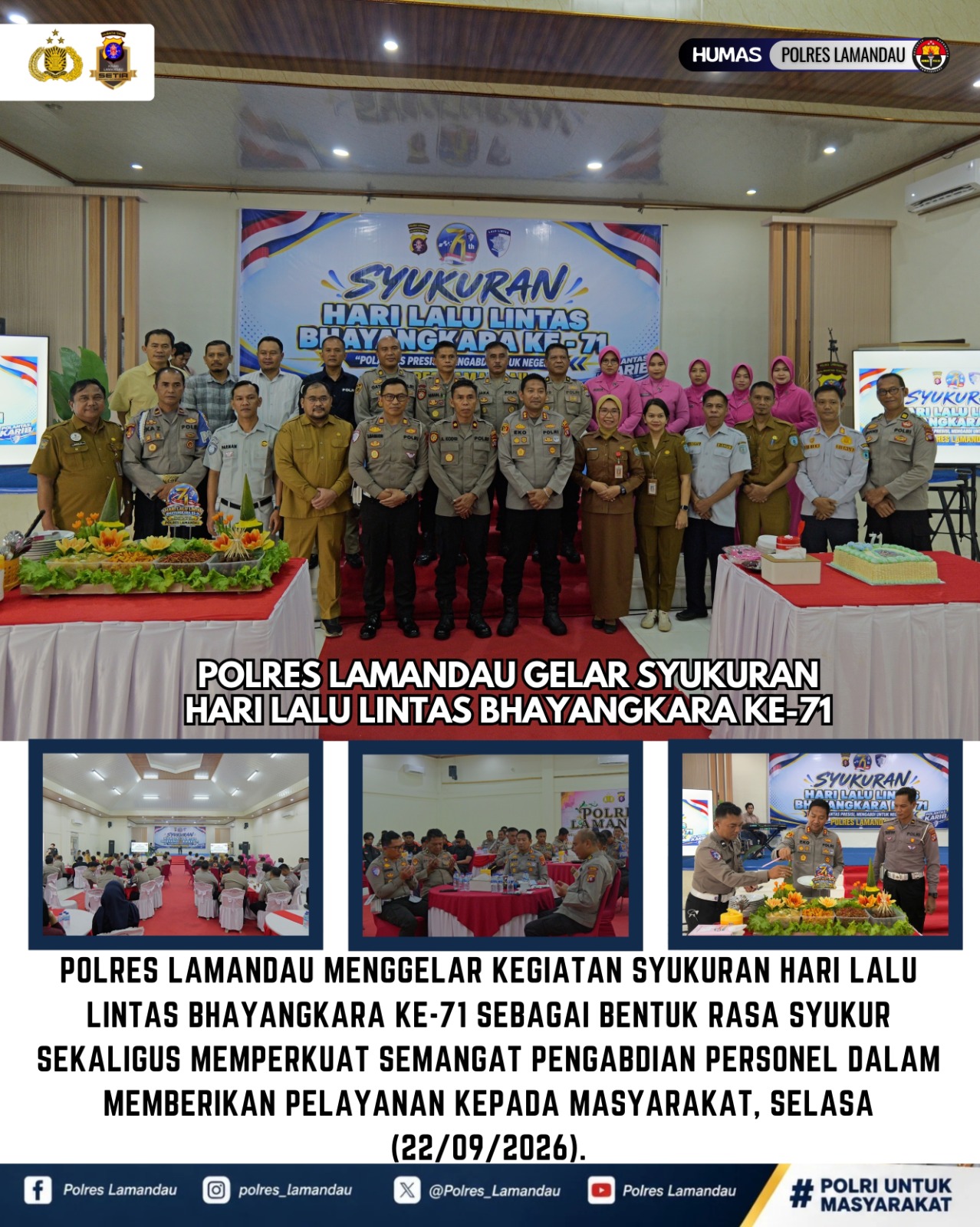 Polres Lamandau Gelar Syukuran Hari Lalu Lintas Bhayangkara ke-71