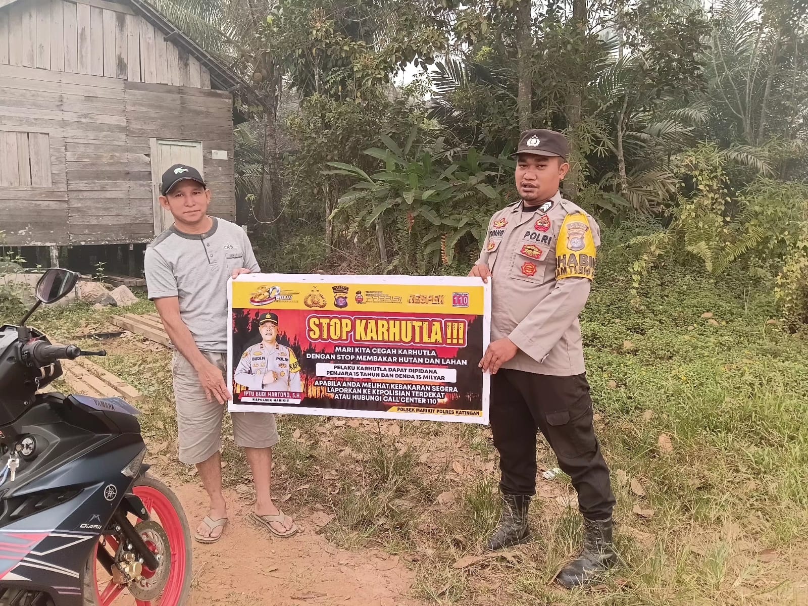 Cegah Kabut Asap, Bhabinkamtibmas Polsek Marikit Sosialisasi Larangan Karhutla di Desa Tumbang Dakei