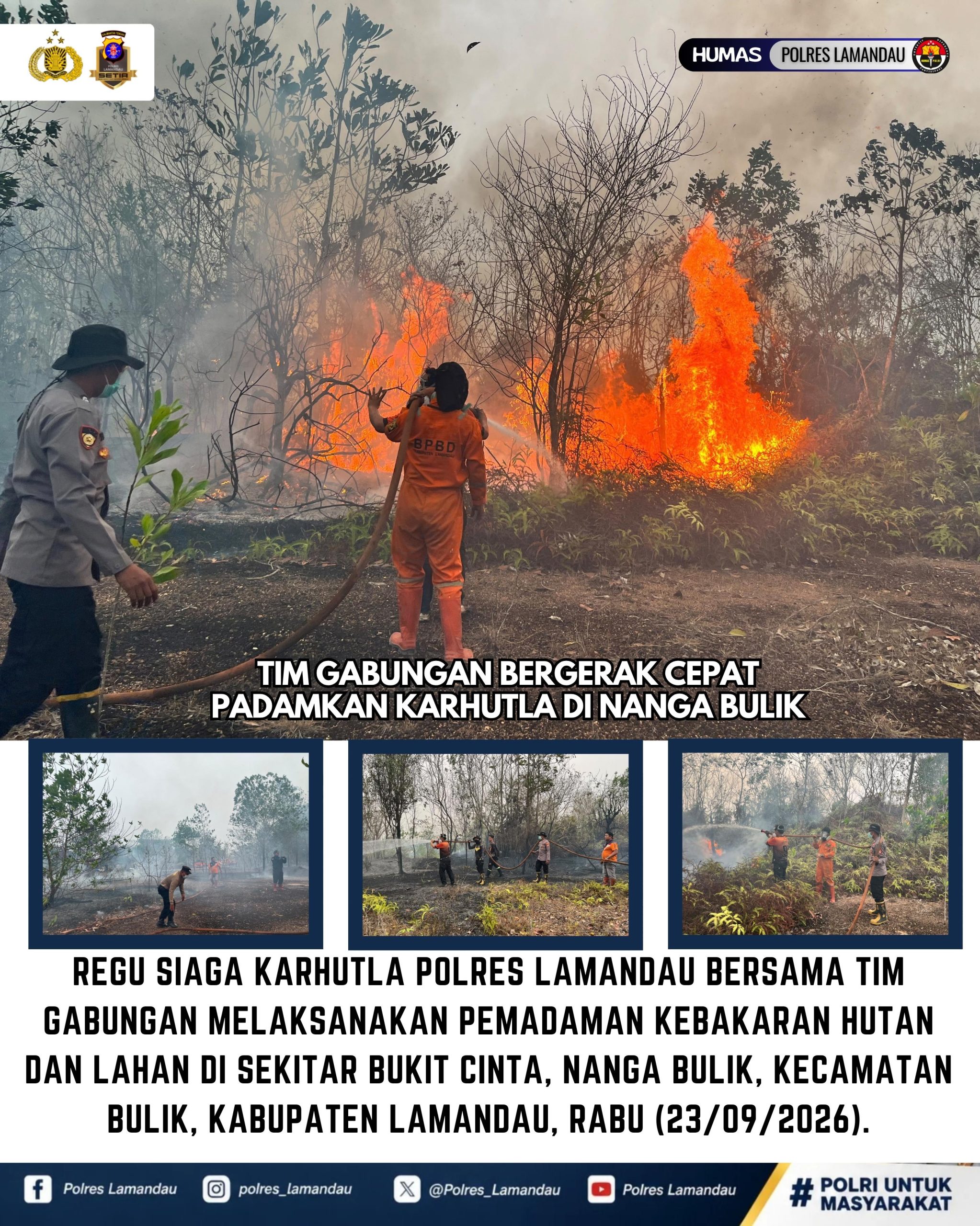 Tim Gabungan Bergerak Cepat Padamkan Karhutla di Nanga Bulik