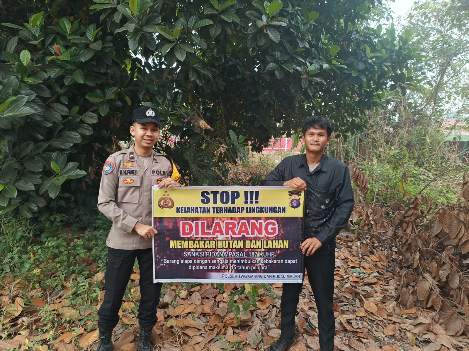 Ciptakan lingkungan sehat Polsek Tws Garing dan Pulau Malan sosialisasi Stop Karhutla.