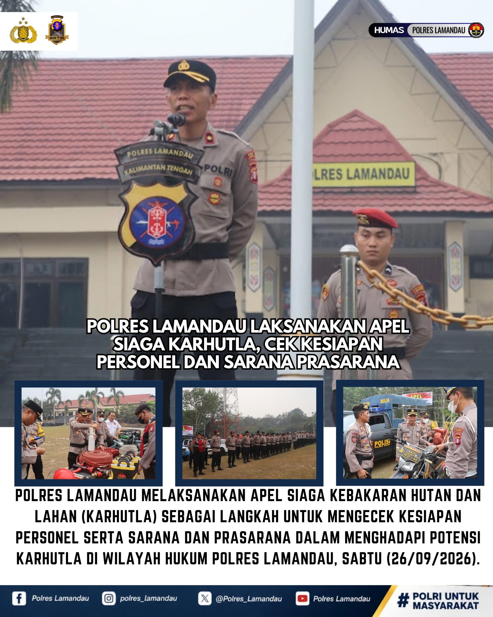 Polres Lamandau Laksanakan Apel Siaga Karhutla, Cek Kesiapan Personel dan Sarana Prasarana