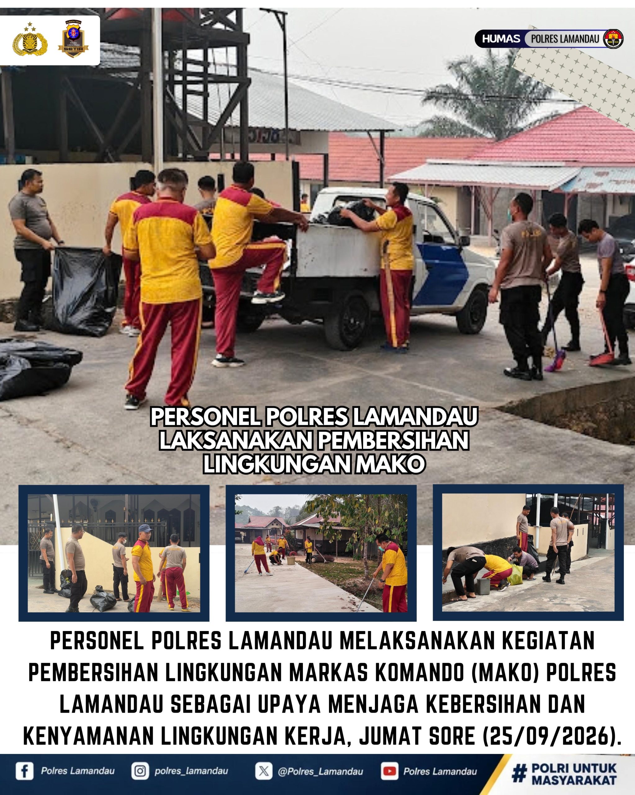Personel Polres Lamandau Laksanakan Pembersihan Lingkungan Mako