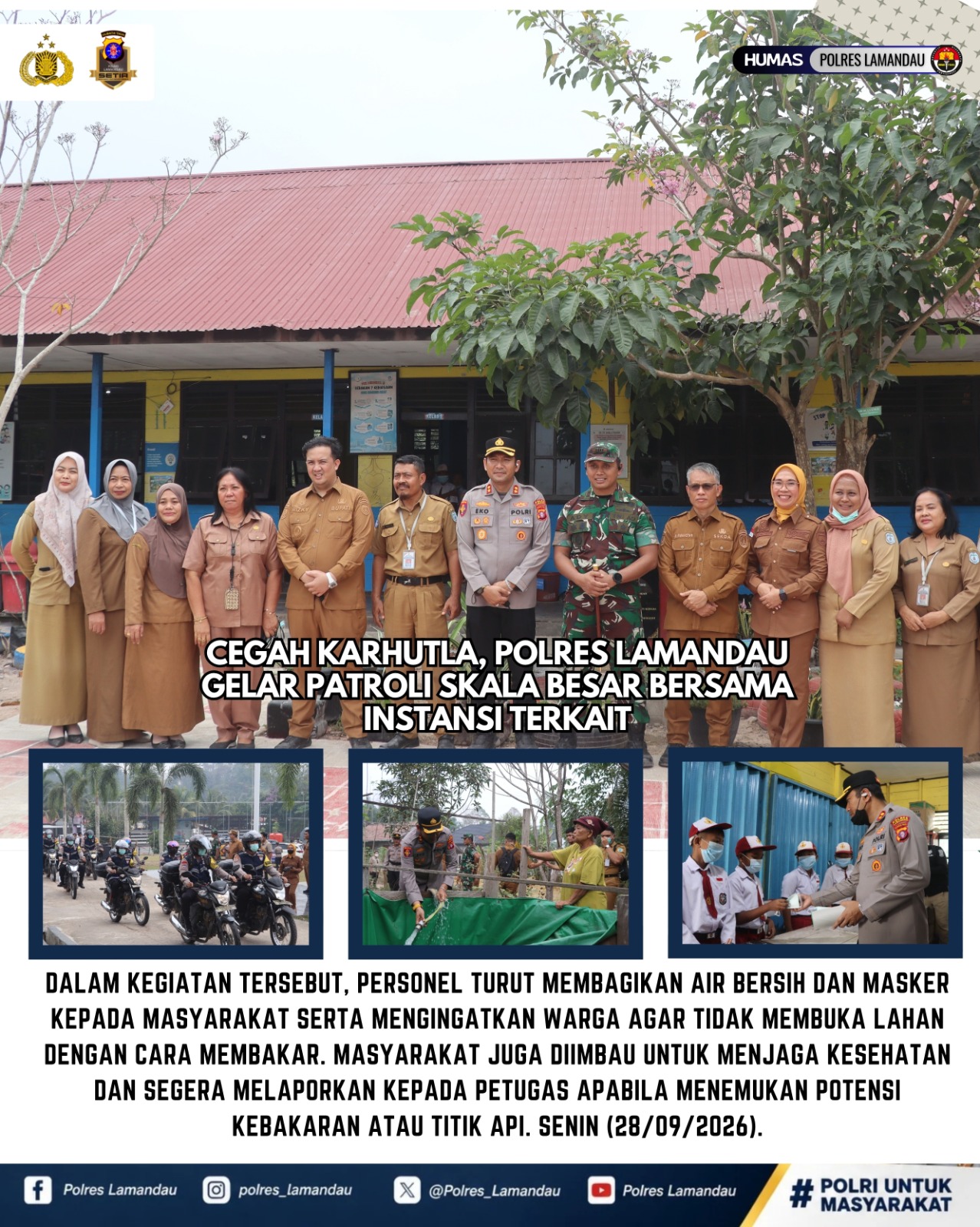 Cegah Karhutla, Polres Lamandau Gelar Patroli Skala Besar Bersama Instansi Terkait