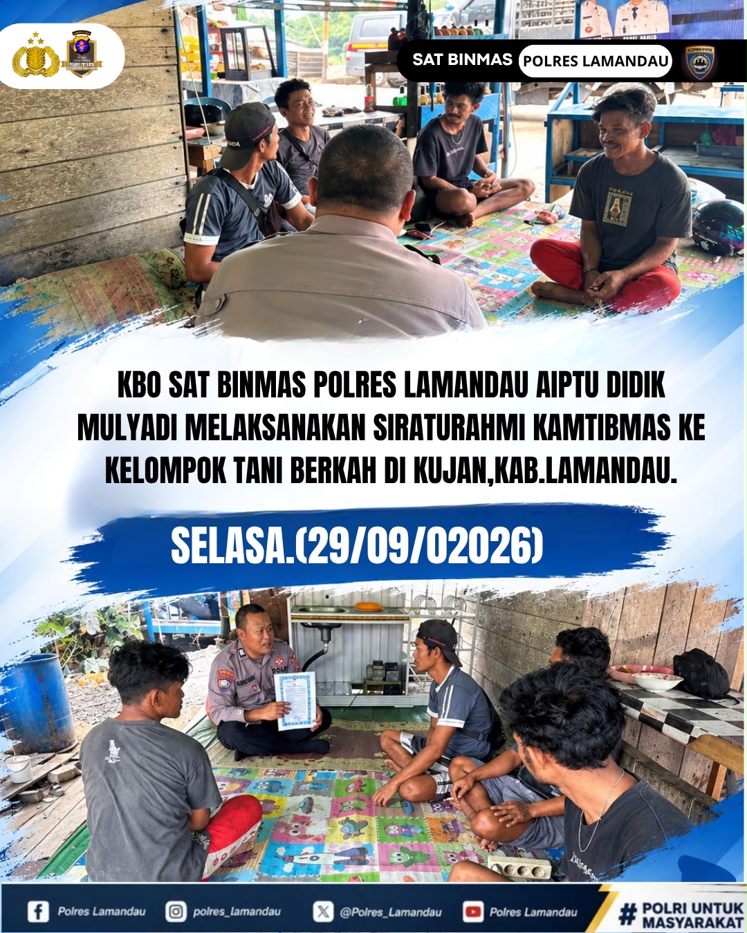 Bukan Sekadar Silaturahmi, Satbinmas Polres Lamandau Serap Aspirasi Warga Desa Kujan