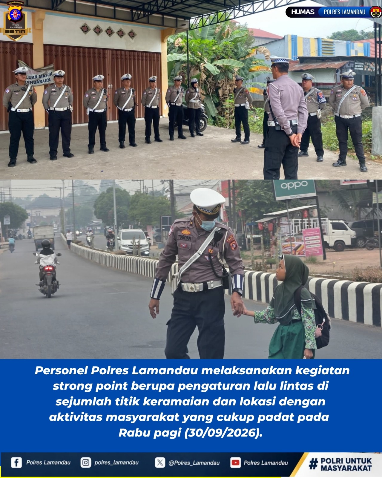 Polres Lamandau Laksanakan Strong Point di Sejumlah Titik Keramaian