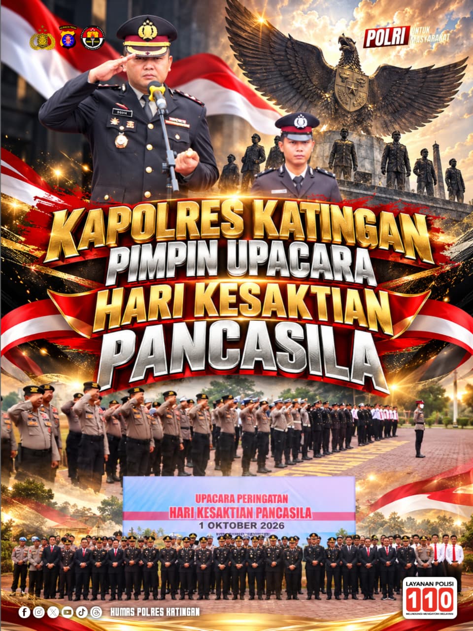 Kapolres Katingan Pimpin Upacara Hari Kesaktian Pancasila