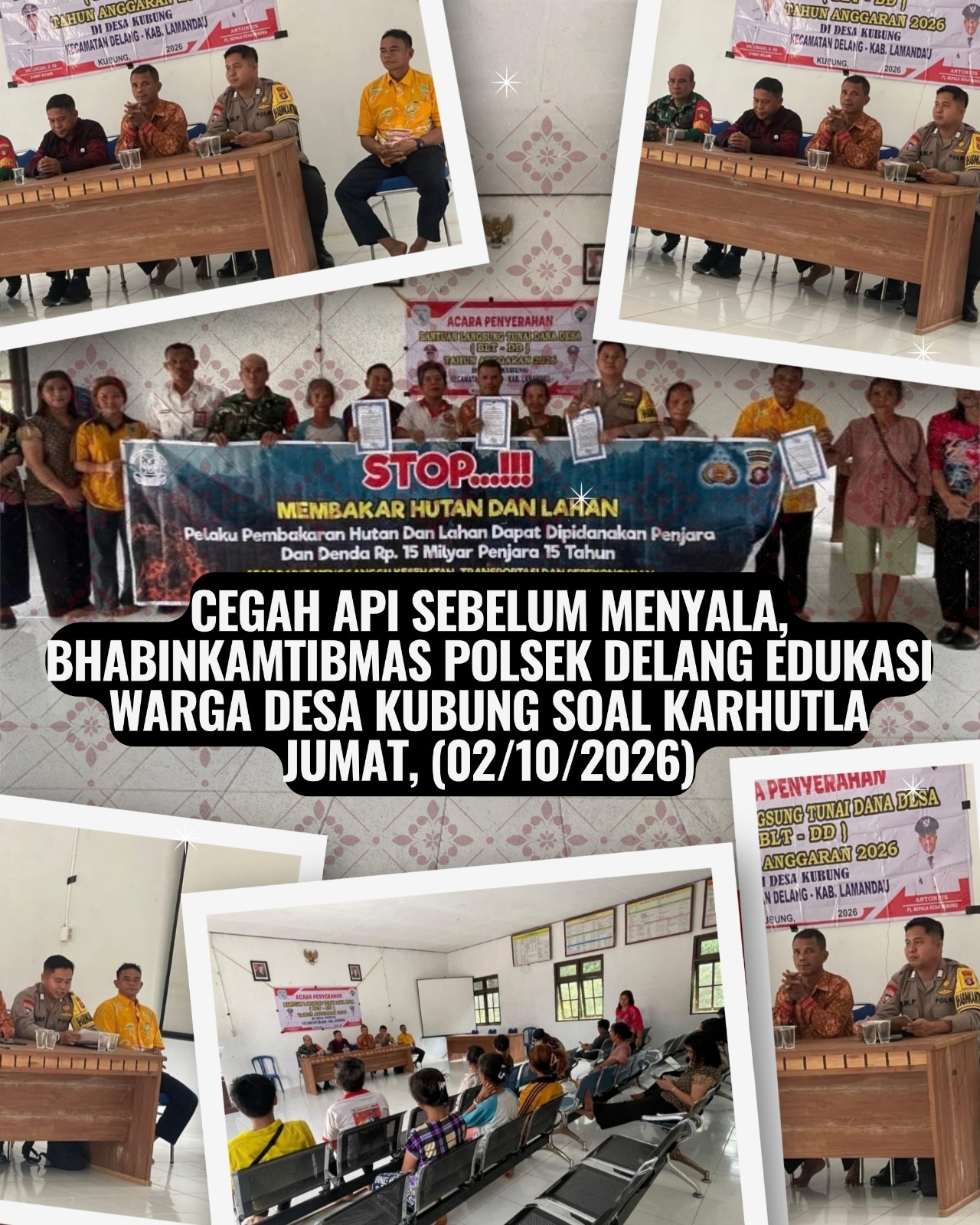 Cegah Api Sebelum Menyala, Bhabinkamtibmas Polsek Delang Edukasi Warga Desa Kubung soal Karhutla