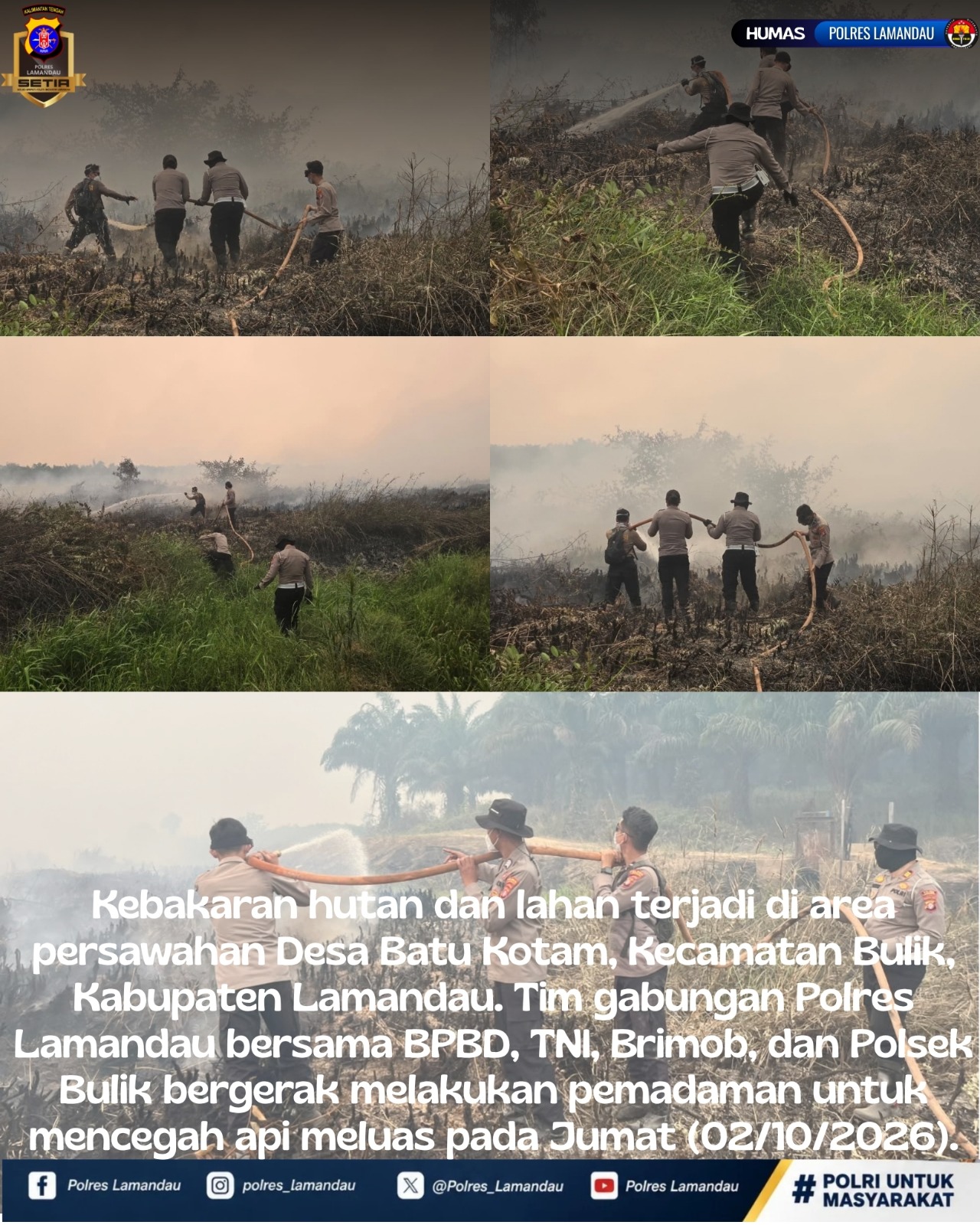 Karhutla di Lahan Gambut Batu Kotam, Tim Gabungan Bergerak Padamkan Api