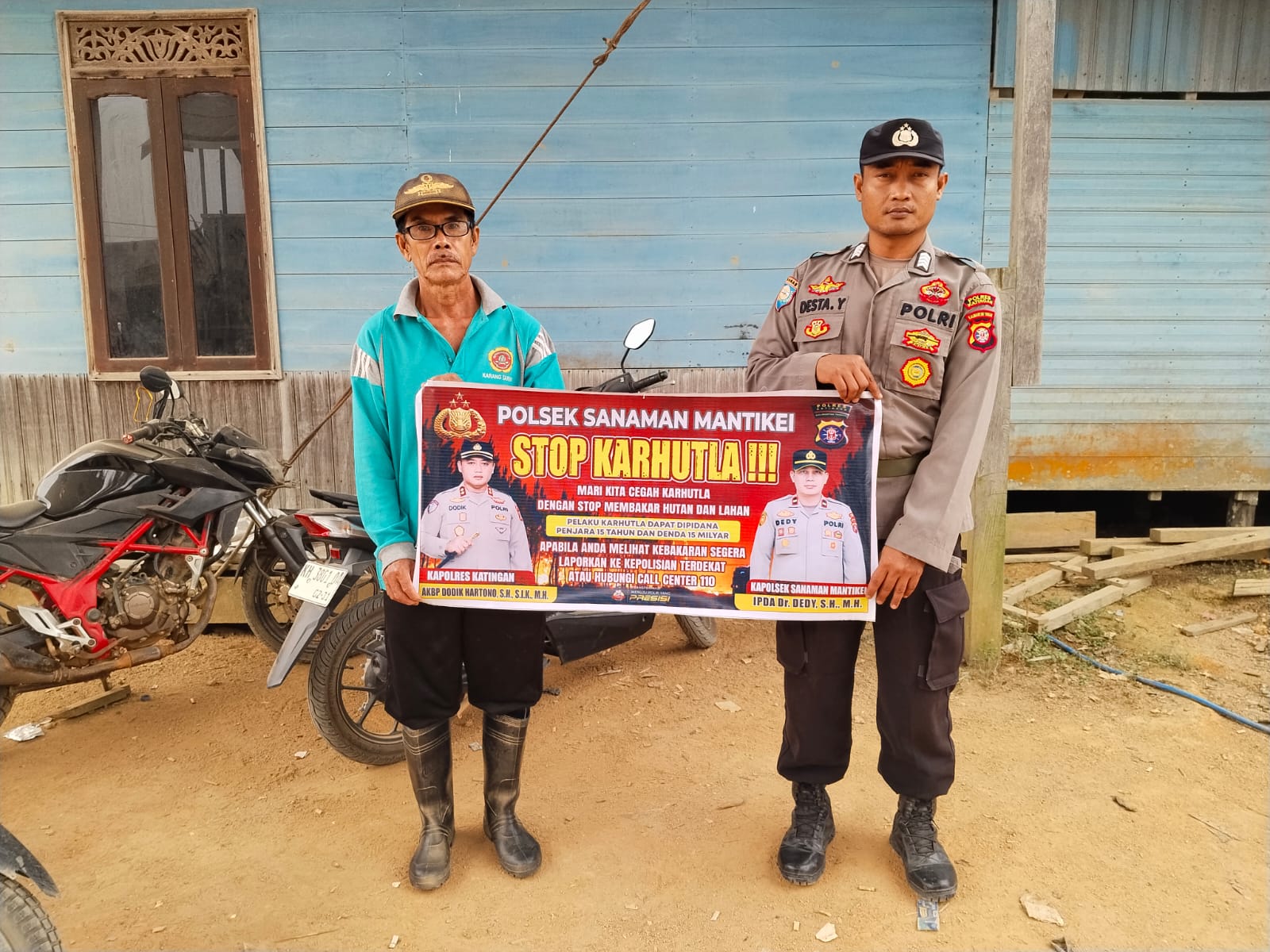 Bhabinkamtibmas Desa kamanto Sosialisasi imbauan tentang Karhutla