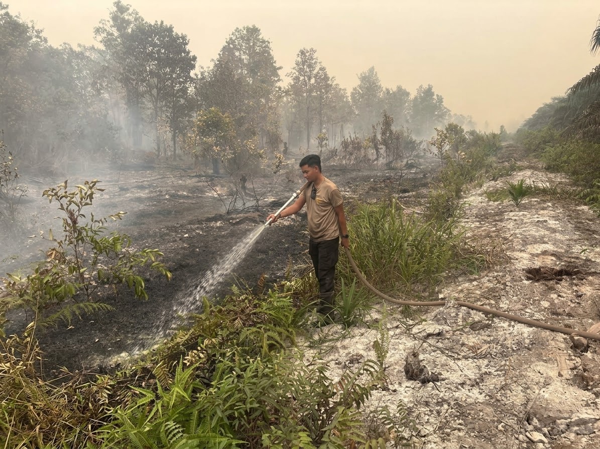 Satbrimob Polda Kalteng Perkuat Penanganan Karhutla di Banturung