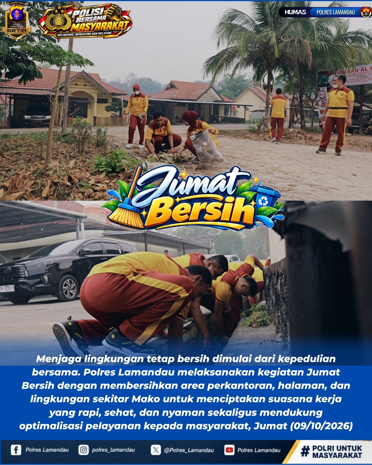 Jumat Bersih, Polres Lamandau Jaga Kebersihan dan Kenyamanan Lingkungan Kerja